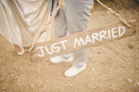 Just Married rustic beach sign