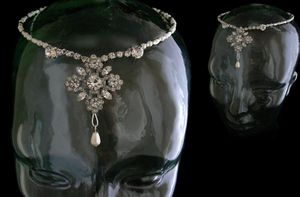 Delicate Vintage Forehead, adjustable tiara with silver beads, pearls & vintage centre-piece, Available through Flo & Percy...
