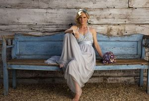 British Actress Emilia Fox, modelling a design for Kate Halfpenny, of Halfpenny London...