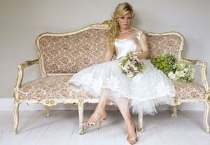 British Actress Emilia Fox, modelling a design for Kate Halfpenny, of Halfpenny London...