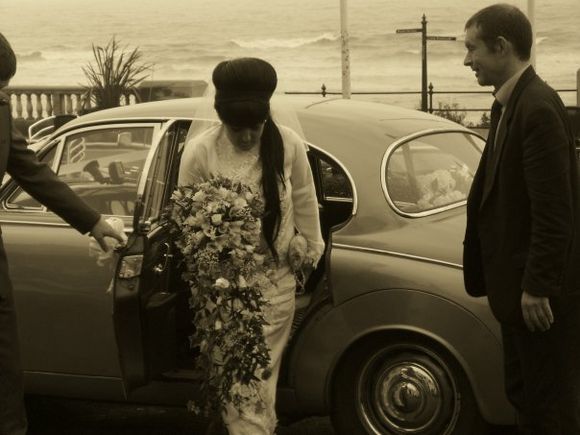 1960's mark 2 Jaguar with blue leather interior - very cool wedding transport!