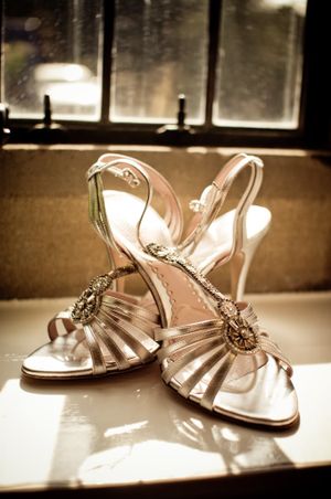 My beautiful 'Crystal Pearl' Emmy custom made wedding shoes...