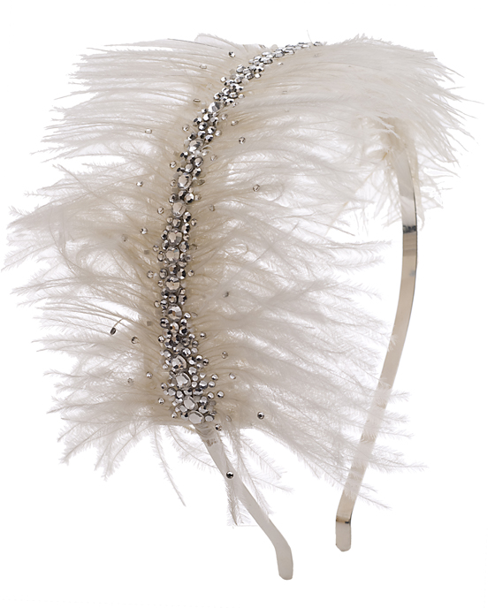 Feather Sweep Headband with crystal centre, £175, from the Emmy Custom Made Wedding Shoes 'Secret Garden Collection'...
