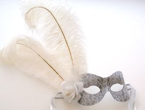Love My Dress UK Wedding Blog - Beautiful White & Silver Ostrich Mask, by Samantha Peach...