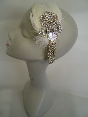 Love My Dress UK Wedding Blog - Diamante Headband from the 1950's with Goose Feather, £150