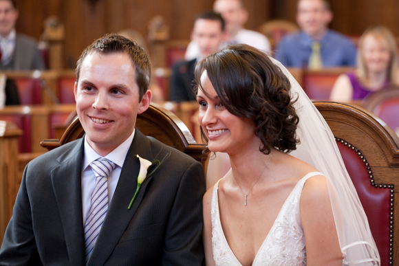 Wedding day smiles at The Zetter Hotel...