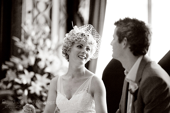 One of our lovely Brides wearing her birdcage veil...