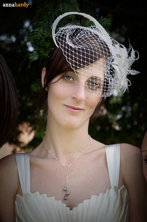 One of our lovely Brides wearing her birdcage veil...