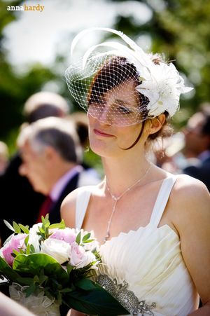 One of our lovely Brides wearing her birdcage veil...