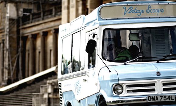 Vintage Scoops - ice-cream served in a renovated 1950's retro style Bedford Van, by the lovely Hayley...