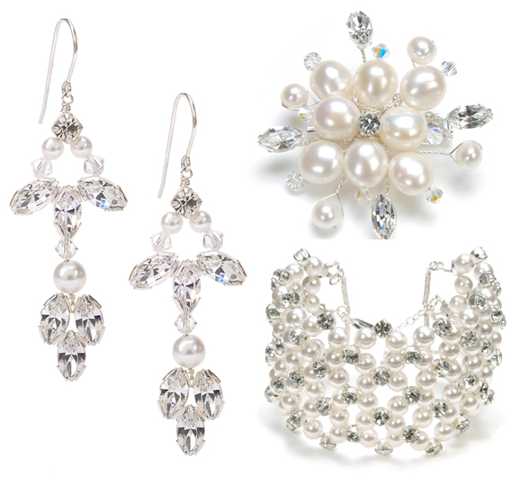 The Starlet Chandelier Earrings, the Modern Heirloom Broach and the Modern Heirloom Cuff - all by Yarwood White...