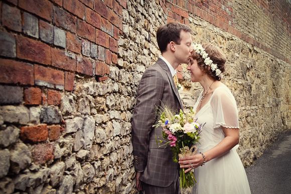 White Ballet Shoes and a Garland of Daisies for a Vintage Country Wedding, Photography by Surrey Wedding Photographer Amy Wass...