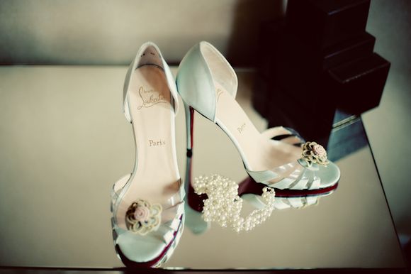 An 1920's Art Deco Bride and some Beatiful Blue Louboutins... vintage wedding photography by Eliza Claire...