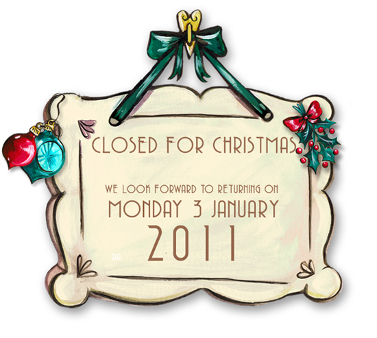 Closed for Christmas...back soon! :)