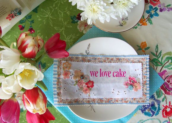 The vintage drawer collection from vicky trainor reception signs 'we love cake' £15.00