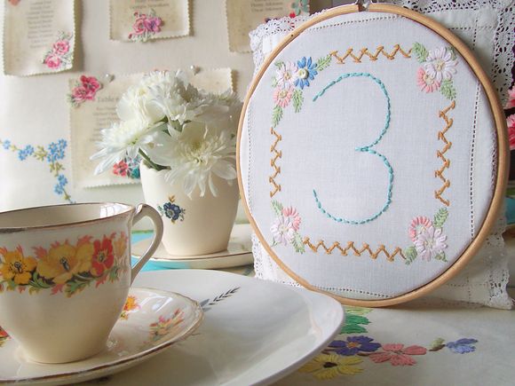 The vintage drawer collection from vicky trainor table numbers in hoop from £12.00