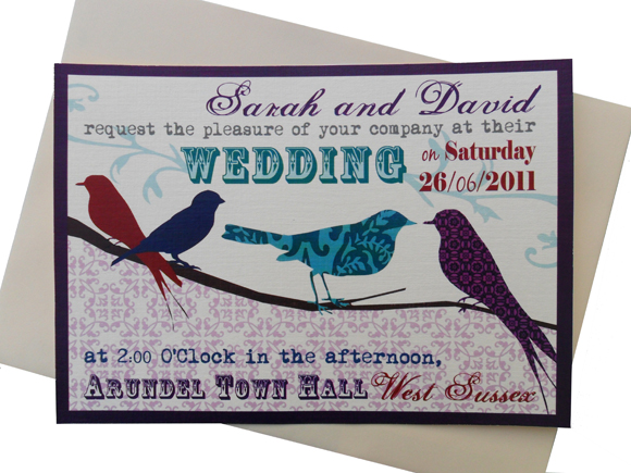 8 Birds on a Branch Wedding Invitation