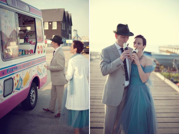 Vintage Style Engagement Shoot Whistable Beach