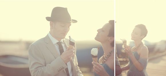 Vintage Style Engagement Shoot Whistable Beach