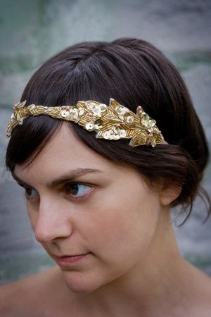 gold bridal headband, etsy