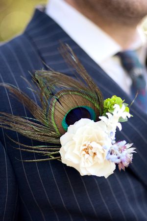 Peacock feather buttonhole