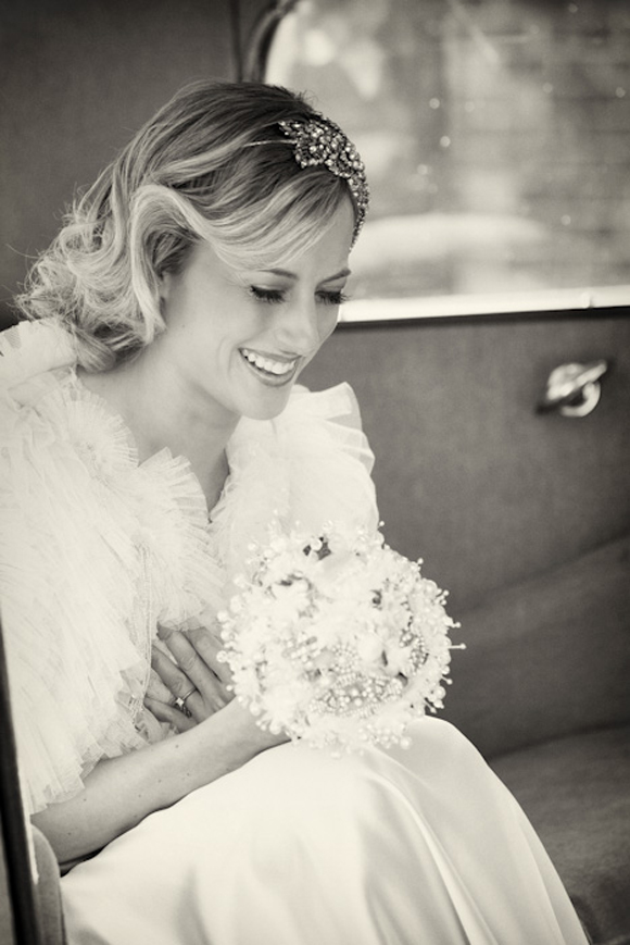 Crystal and vintage jewellery wedding bouquet, button bouquet