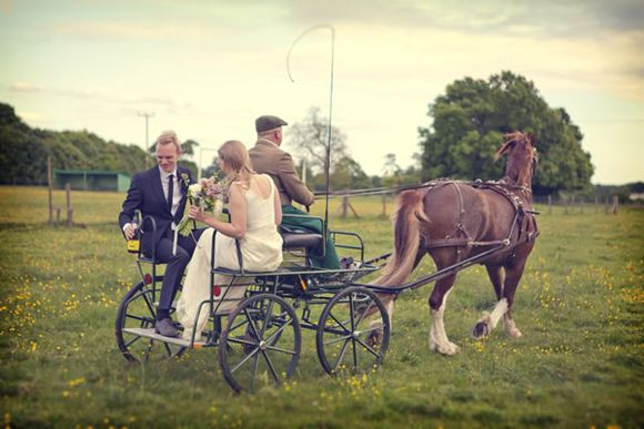 Wedding day horse and cart