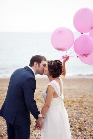 Pink wedding balloons