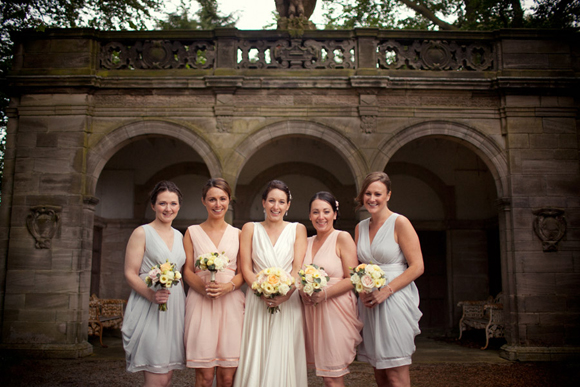 Pale pastel colour bridesmaids dresses