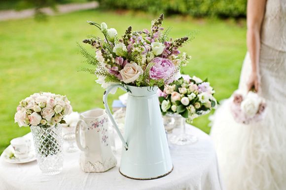 Vintage style flowers and vases