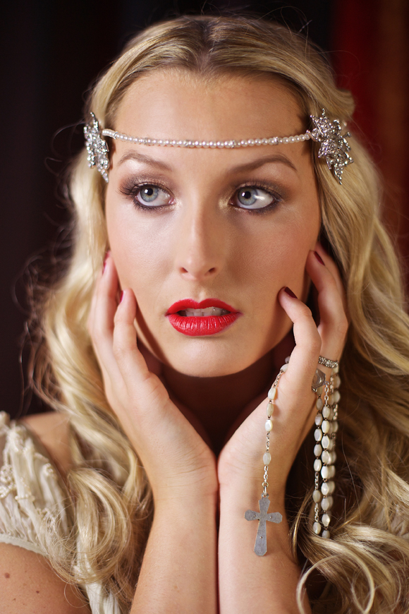 Vintage lace inspired bridal hair accessories by Flo and Percy, from The Magdalene Collection...
