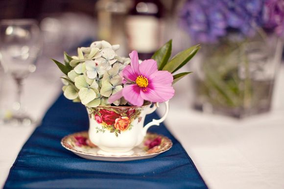 flowers in a tea cup
