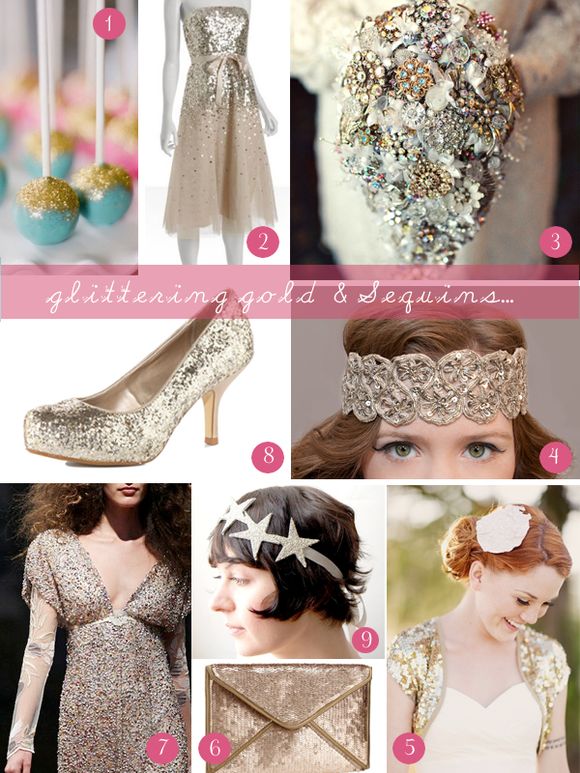 Gold Glitter and Sequins Bridal Inspiration Board