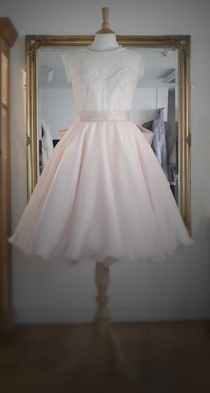 1950s style tea length wedding dress