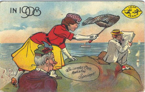 leap year vintage postcard