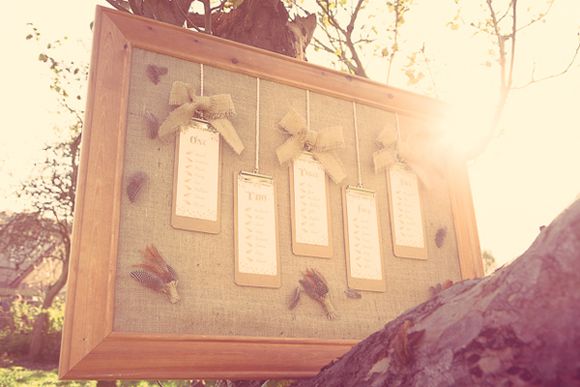 DIY rustic table plan using burlap, hessian, jute and string and feathers...