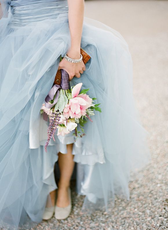 Pale blue wedding dress