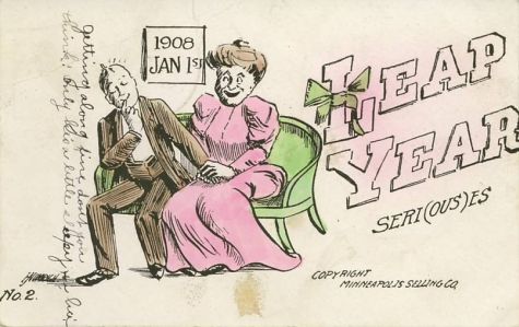 leap year vintage postcard