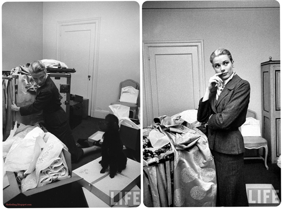 Grace Kelly packing for wedding