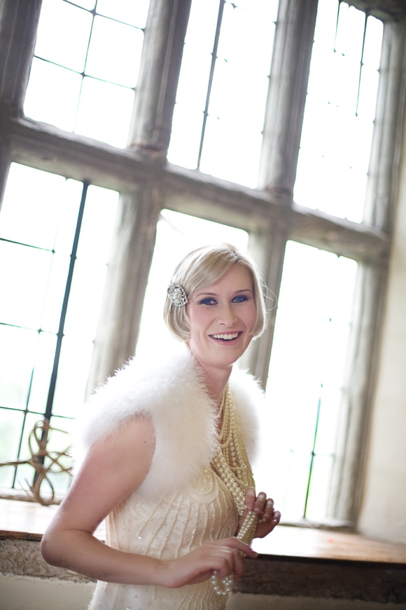 Beaded flapper wedding dress, by Leluxe Clothing