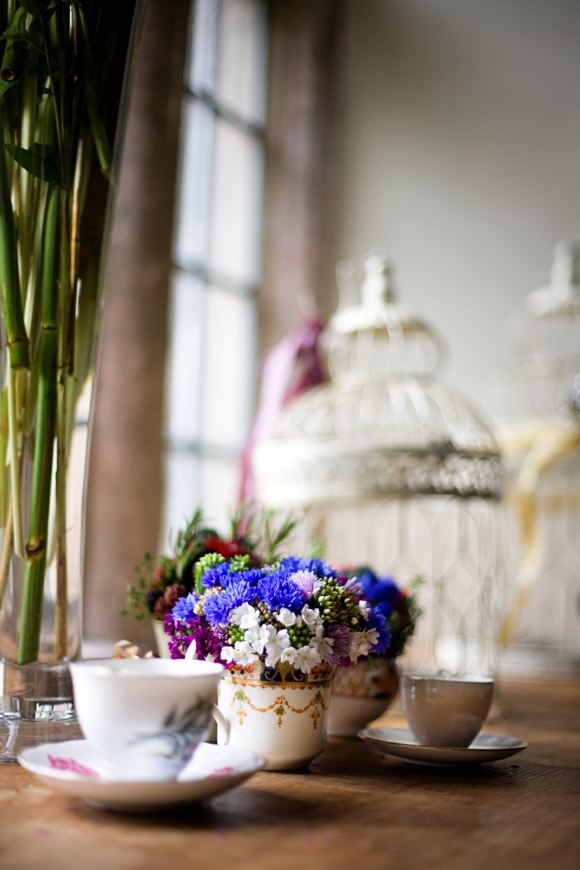 Flowers in teacups