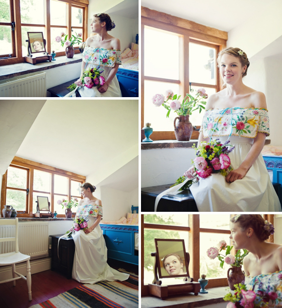 A wedding dress made from tableclothes, by Cardiff & South Wales Wedding Photographer, Aga Tomaszek