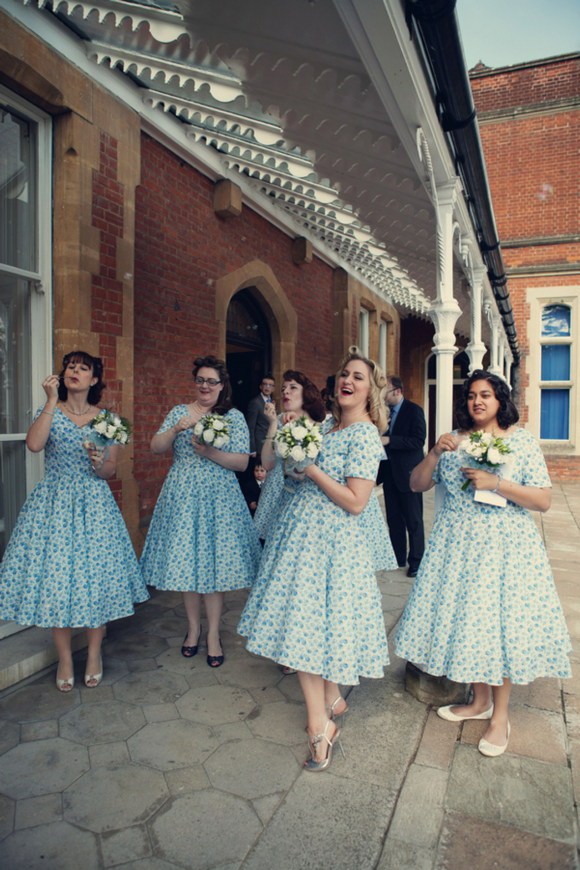 Pale blue vintage bridesmaids dresses