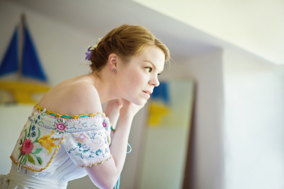 A wedding dress made from tableclothes, by Cardiff & South Wales Wedding Photographer, Aga Tomaszek