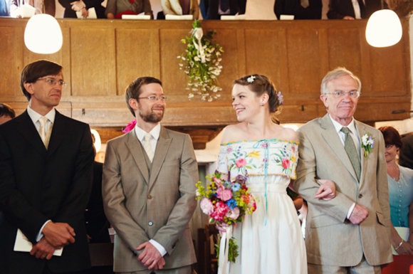 A wedding dress made from tableclothes, by Cardiff & South Wales Wedding Photographer, Aga Tomaszek