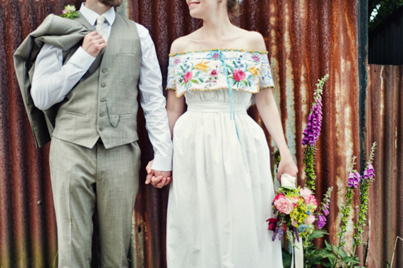 A wedding dress made from tableclothes, by Cardiff & South Wales Wedding Photographer, Aga Tomaszek