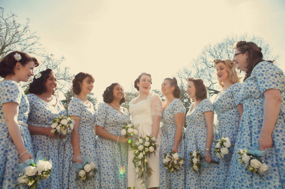 Pale blue vintage bridesmaids dresses