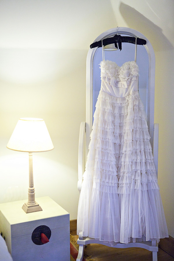A 1950s Tiered Lace and Tulle Wedding Dress by Elizabeth Avey...