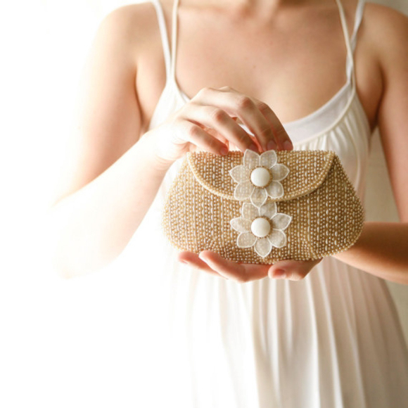 vintage white beaded purse from Etsy...