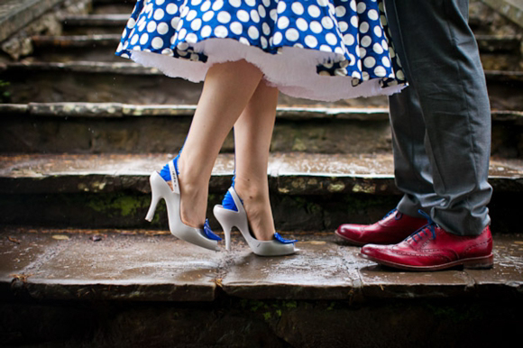 Polka Dot Blue Wedding Dress and a 1948 Baby Blue Buick...